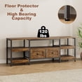 thumbnail image 4 of Brown 71 - pulgada moderno - industrial mesa de TV con 2 fabric cajones, an entertainment center tvs up to 75 pulgadas, a rustic brown media consola almacenamiento estantes, abiertos design, y..., 4 of 7