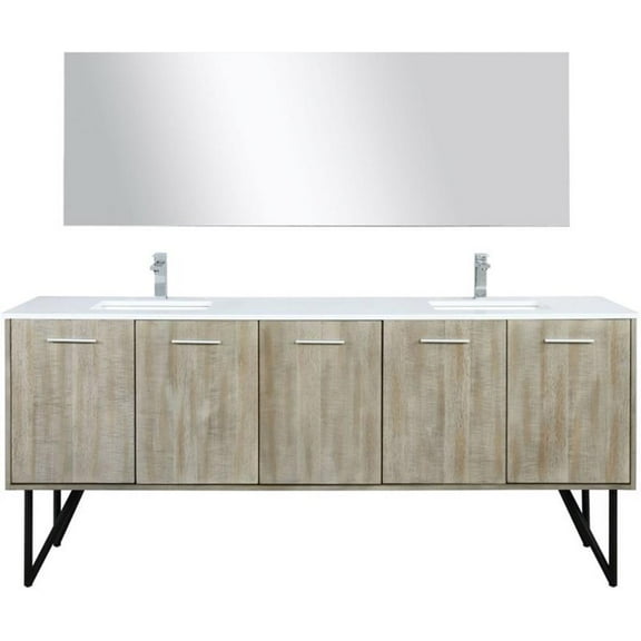 Lexora Home Lancy 80" Double Quartz Top Bathroom Vanity with Faucet and Mirror