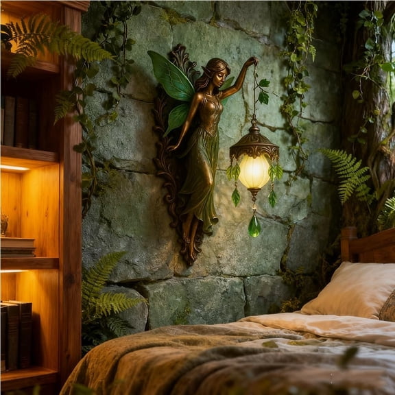 DAMAI Mermaids Wall Lamp - Vintage Style Wall Sconce with Frosted Crystal, Oceans-Themed Night Light Elegant Mystery Decorative, Battery Operated Magical Wall Lamp for Bedroom, Bathroom, Living Room