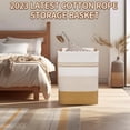 thumbnail image 5 of AINUOQI Cesta para la colada – Cesta grande para la colada de 85 L con asas de cuero, cesta de almacenamiento decorativa para mantas – Cestas tejidas de cuerda de algodón para almacenamiento, cesta pa, 5 of 5