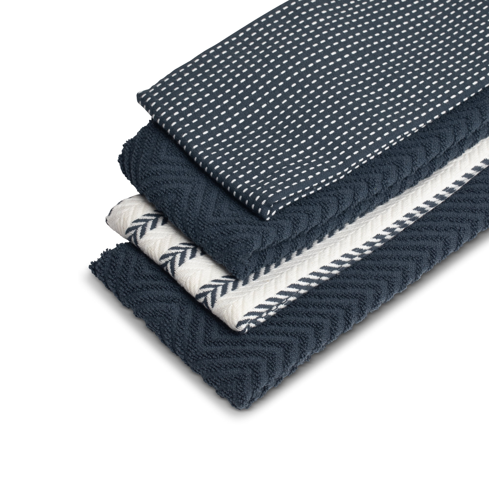 Thyme & Table Kitchen Towels, Navy and White, 4 Pack Set
