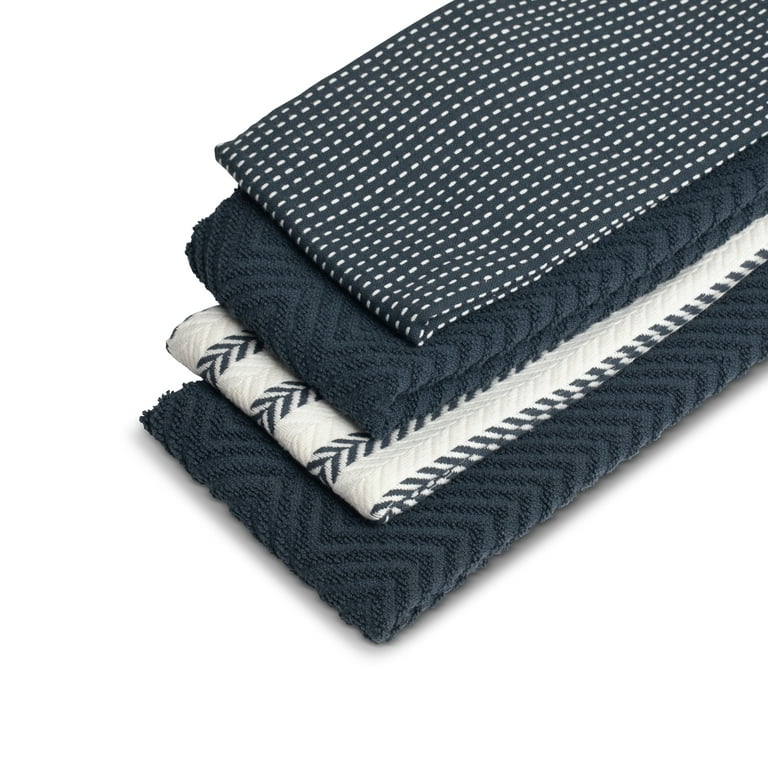 Thyme & Table 4-Pack Kitchen Towels, Navy, Blue