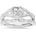 thumbnail image 4 of LaRaso Co His Her CZ Wedding Ring Set 3 Piece TRIO Silver Black Titanium Couples Bands 10 11, 4 of 6