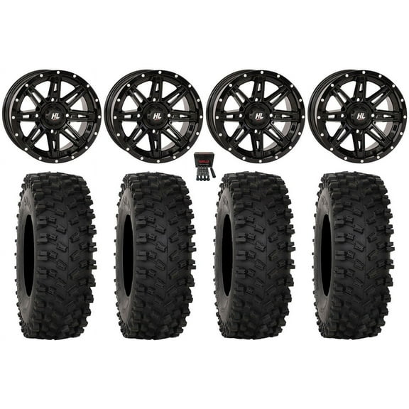 High Lifter HL22 14" Wheels Black 30" ATX470 Tires Can-Am Maverick X3 / Honda Pioneer 1000 / Talon