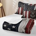 thumbnail image 4 of Manfei Country Style Moose Bed Spread Queen, Wooden American Flag Queen Coverlet Set, Gray Red, Black Reversible, 3-Piece, 1 Quilt and 2 Pillowcases, 4 of 7