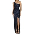 thumbnail image 1 of Prolriy Robes d'Invité de Mariage pour Femmes Dames une Épaule Ceinture Taille Fendue Plissée Robe à Paillettes Robe de Soirée pour Femmes 2025 Robe Formelle Bleue2 L, 1 of 4