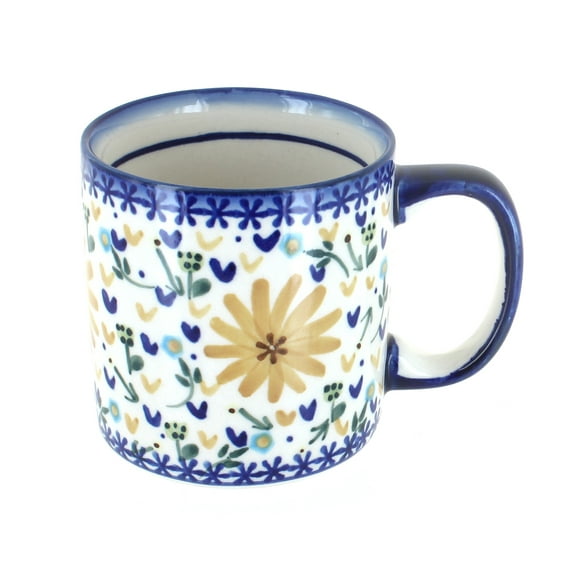 Blue Rose Polish Pottery Yellow Daisy Coffee Mug