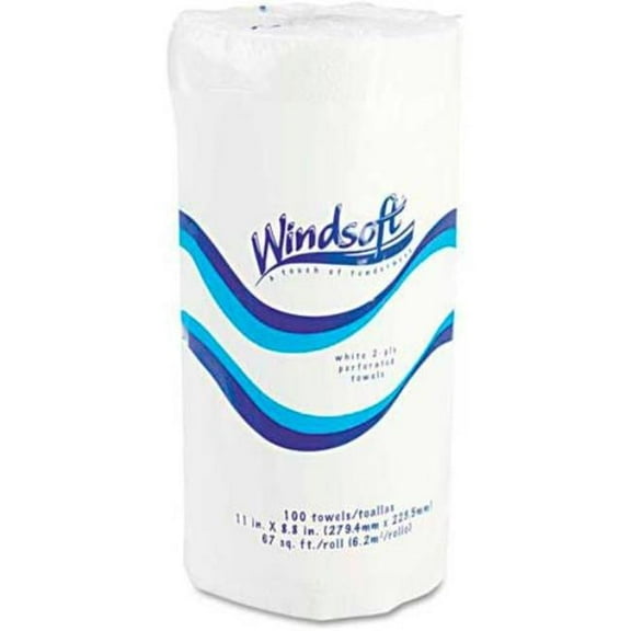 United Stationers Supply B29272 Windsoft WNS1220CT - Perforated Paper Towels - White - 100 Towels per Roll - 30 Rolls
