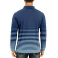 thumbnail image 3 of yillto Men Big and Tall Tops Buttons Neck Striped Long Sleeve Golf Shirts Pullover Casual Athletic Tee, 3 of 7