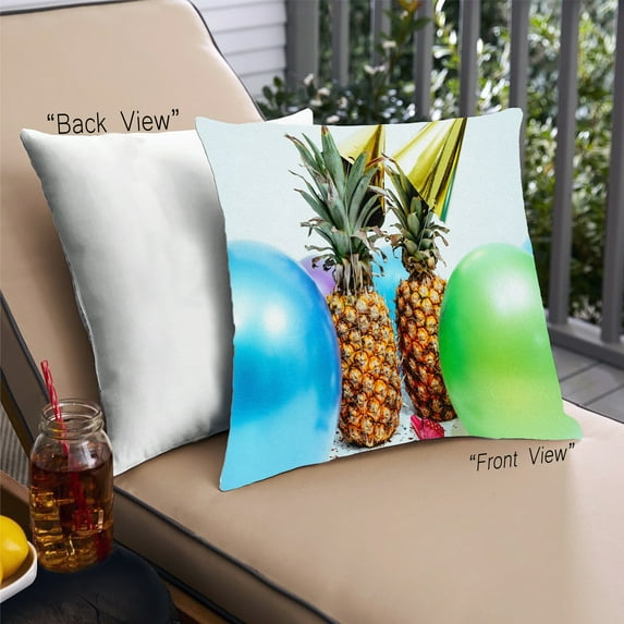 Ahgly Company Foods Pineapple Outdoor Throw Pillow, 18 inch by 18 inch