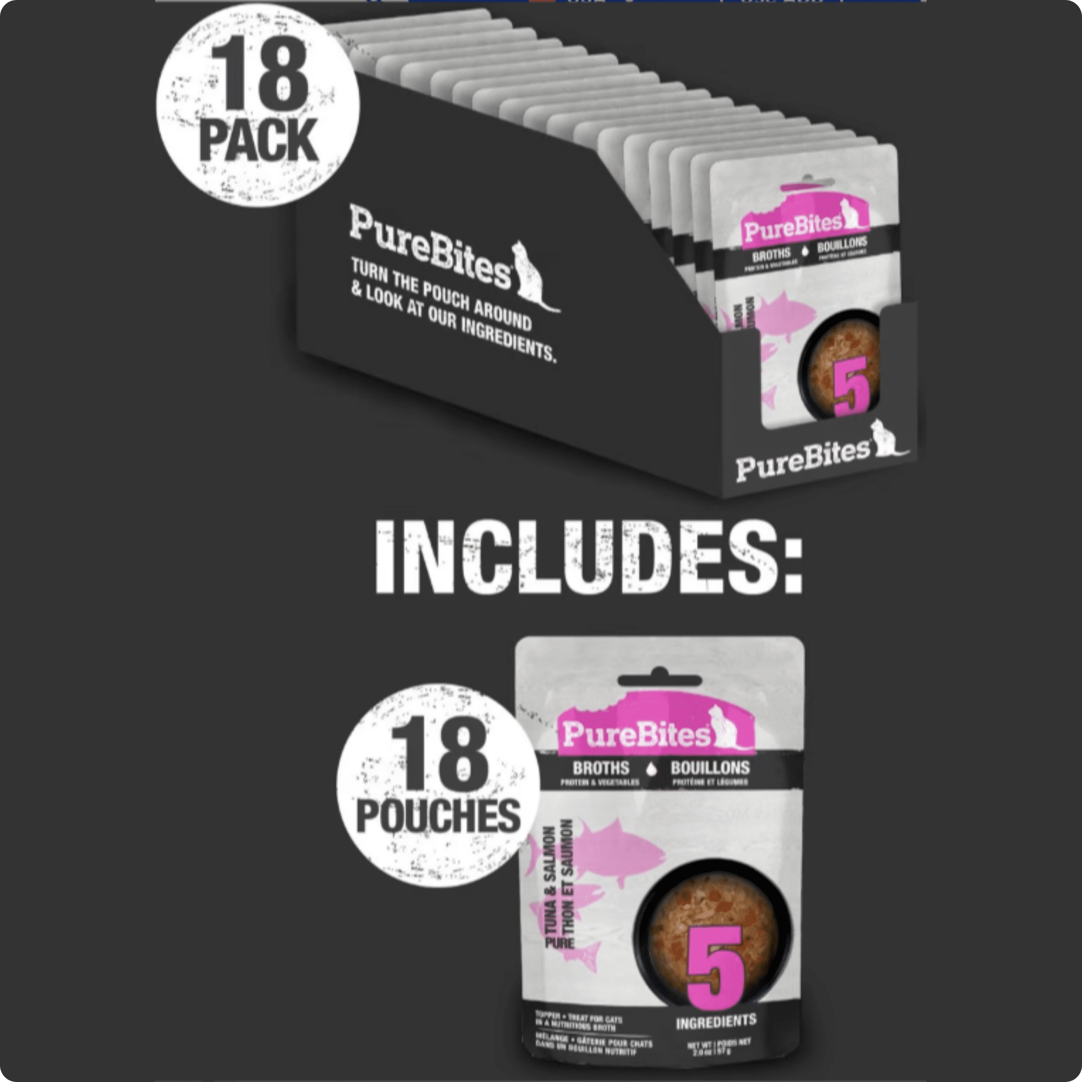 Pure Bites Tuna & Salmon Broth for Cats, 2 oz, 18-pack