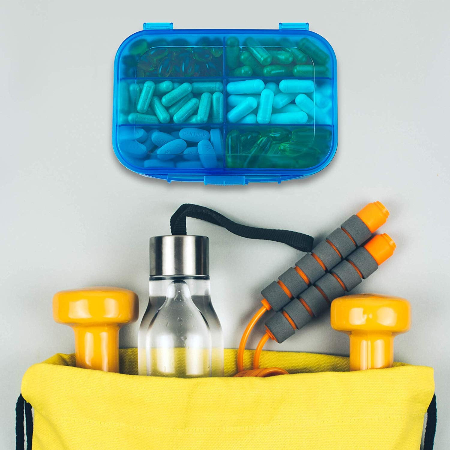 Vitamin Organizer Travel Pill Organizer Box & 6 Compartment Daily