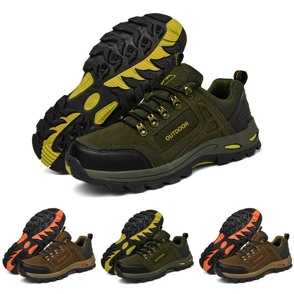Dakaela Men's Hiking Shoes Waterproof Fashion Walking Sneakers Outdoor Casual Workout Trekking Climbing Running Shoes Green 7.5