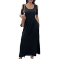 thumbnail image 2 of MLDRA Dresses for Women Long Maxi Skirt Sundress Spring Summer Beach Cold Shoulder with Pockets 2025 Black, 2 of 8