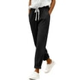 thumbnail image 3 of OIOLOYJM Womens Corduroy Pants Casual Mid-Rise Pants Drawstring Straight Leg Loose Trousers Fashion Sweatpants with Pockets Black 2XL, 3 of 4