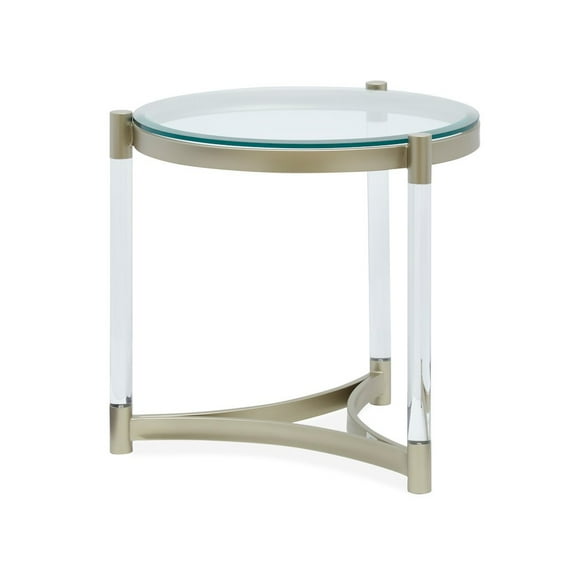 Magnussen Silas Round Tempered Glass End Table in Chrome