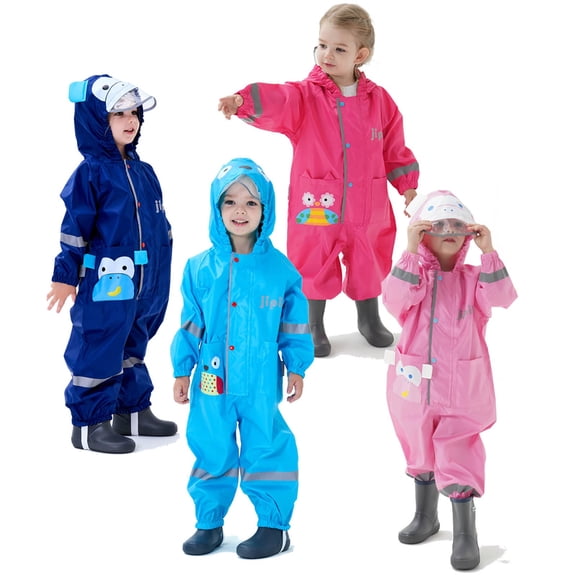 Kcolen Toddler Raincoat Girls Raincoat with Reflective Cute Cartoon Design for Outdoor Play and Children's Kids Rain Jacket