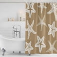 thumbnail image 2 of Shower Curtain Bathroom Set Retro Brown Starfish on Linen Waterproof Fabric Shower Curtains with Grommets&Hooks, Underwater World Privacy Bath Curtain for Bathtub 72x72in, 2 of 9