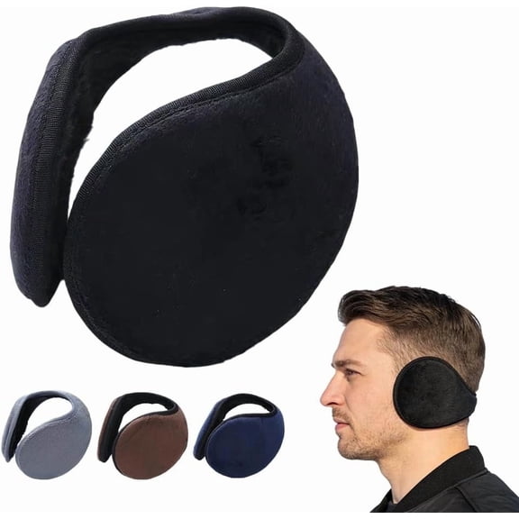 Mens Winter Ear Muffs, Foldable Soft Plush Lined Ear Cover for Outdoor Skiing, Riding, Casual Daily Wear, Solid Color Warm Ear Protector By PULMCheerger