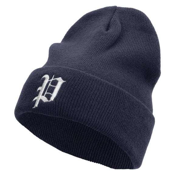 Old English P Embroidered Big Size Acrylic Long Beanies - Navy XL-3XL