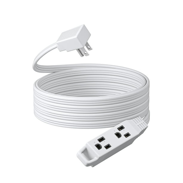 Cable de extensión DEWENWILS, enchufe plano de 15 pies, 13 A/125 V/1625 W, blanco
