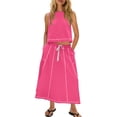 thumbnail image 3 of VBTAPA Womens 2 Piece Outfits Cropped Sleeveless Tank Tops Lounge Sets High Waisted Drawstring Maxi Skirt Matching Sets Pink XXL, 3 of 8