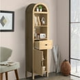 thumbnail image 6 of Oubayajia 64" Tall Bathroom Storage Cabinet, Narrow Tall Arched Linen Standing Tower Cabinet, Kitchen Cupboard with Adjustable Shelf and Drawer, 6 of 8