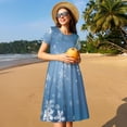 thumbnail image 4 of Naloa Snowflakes1 Print Womens Summer A-Line Dress with Pockets,Short Sleeve Dresses,Flowy Beach Swing Dress for Vacation Travel, 4 of 6
