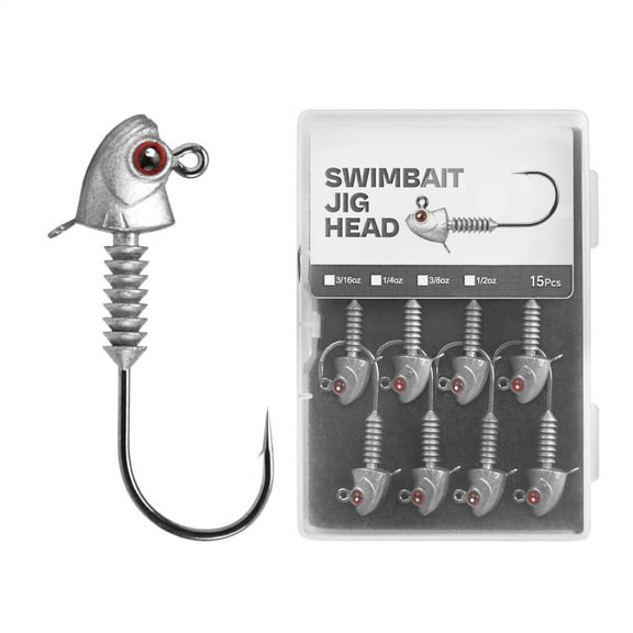 AITOCO Jig Heads Saltwater 15 Pieces Fishing Hooks Weighted Swimbait Hooks Jig Head for Bass Crappie Walleye Catfish Freshwater Anglers natural