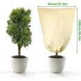 thumbnail image 3 of 1 funda protectora contra heladas para plantas de invierno con cordón (beige, 120 x 180 cm), resistente al desgarro, bolsa protectora contra el frío no tejida, 3 of 5