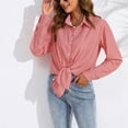 thumbnail image 2 of vigerkar Plaid Shirts for Women Button Down Shirt Lapel Long Sleeve Blouses Dressy Casual Gingham Tops (Red, S), 2 of 5