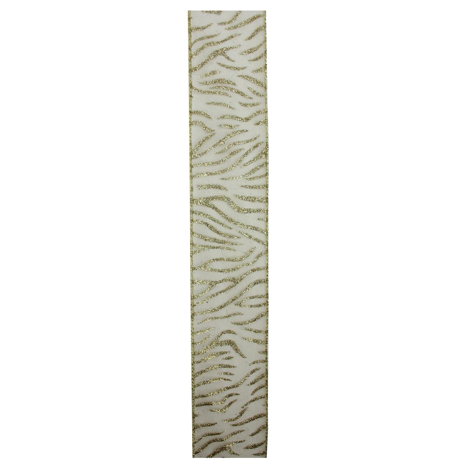 Sparkling Gold Lines Wired Christmas Craft Ribbon