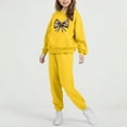 thumbnail image 4 of NAISIBABY Girls Hooded Sweatshirt and Jogger Pants Sets, Leopard Graphic Bow Fall Activewear Outfit 2-Piece Yellow 9T, 4 of 6