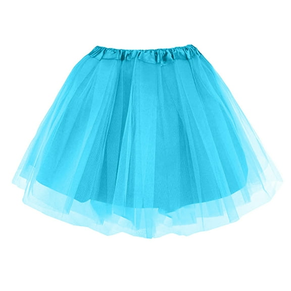 Riforla Women's Mini Tutu Skirt Three Layer Lined Mesh Skirt Ballet Princess Skirt Tutu Skirts Blue One Size