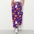 thumbnail image 2 of IVEYRTF Children's Halloween Print Cargo Pants Joggers Fall Winter Elastic Waistband Multiple Pockets Fleece-Lined Thickened Casual Sports Trousers for Kids 3-14 Years(Purple,11-12 Years), 2 of 5