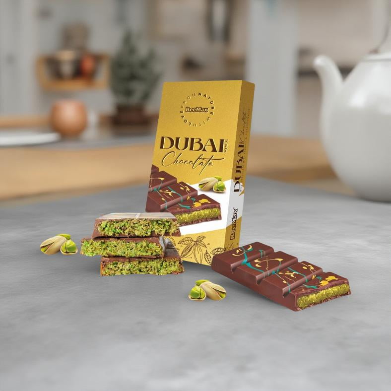 Dubai Chocolate Bar Luxurious Middle Eastern Treat | Hand-Harvested Pistachios, Golden Kadayif Crisps, Velvety Tahini, and Premium Milk Chocolate 7.4oz