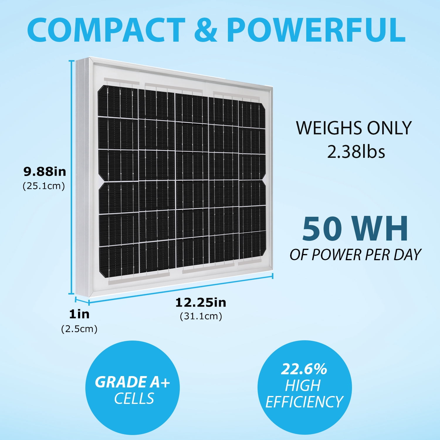 10 Watt Monocrystalline Solar Panel Charger Compatible with Deep Cycle Battery