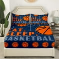 thumbnail image 2 of Basketball Queen Size Bed Sheets Sports Bedding Sets Teen Sport Game Ball Theme Fitted Sheet Basketball Decor Bedroom Sports Bed Set 3 Pcs Navy Blue Orange（No Top Sheet), 2 of 5