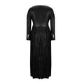 thumbnail image 5 of Women Formal Sequin Dresses - Evening Gowns Long Sleeve V-Neck Wedding Guest Sparkly Prom Long Maxi Dress Black M, 5 of 6
