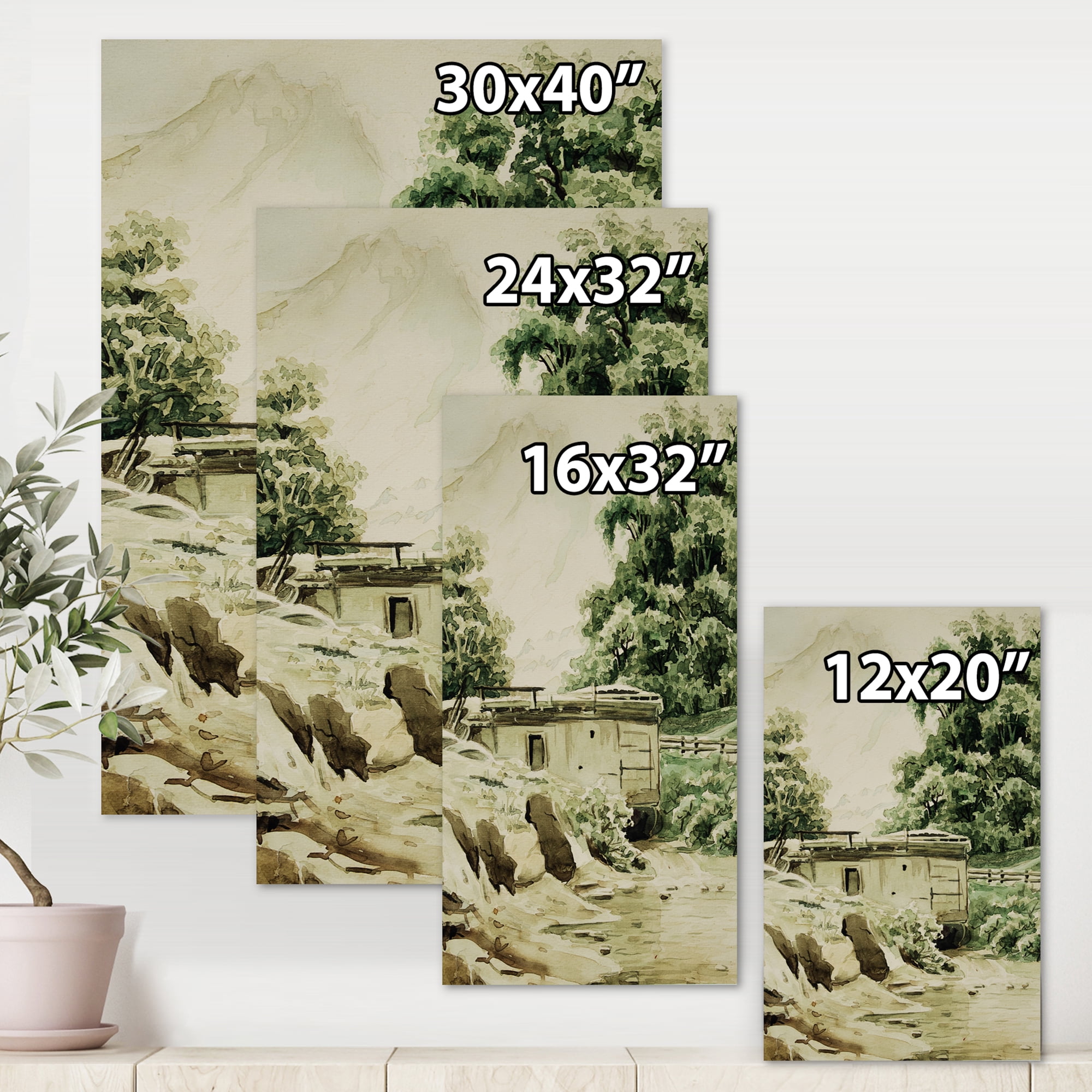 Designart ' Cabin In The Green Mountains ' Cabin & Lodge Canvas Wall Art Print