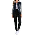 thumbnail image 2 of CHAQUETA DE DENIM LAVADO PARA MUJER INSPIRE CHIC CON MANGAS DE CONTRASTE Y CAPUCHA CON CORDÓN, CIERRE DE BOTONES, TALLA S, AZUL PROFUNDO, 2 of 6