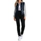 thumbnail image 2 of CHAQUETA DE DENIM LAVADO PARA MUJER INSPIRE CHIC CON MANGAS DE CONTRASTE Y CAPUCHA CON CORDÓN, CIERRE DE BOTONES, TALLA S, AZUL PROFUNDO, 2 of 6