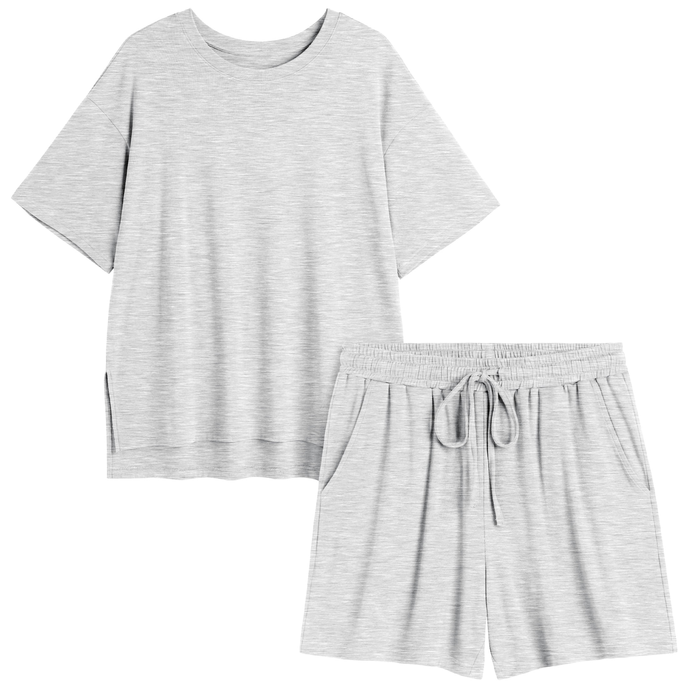SUNBS 2 Piece Lounge Set for Women Matching Sets Oversized Top and Shorts Sweatsuit Travel Airport Outfit