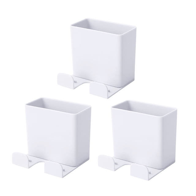 3pcs Wall Mounted Holder Mobile Phone Charging Rack Storage Box Container (White)