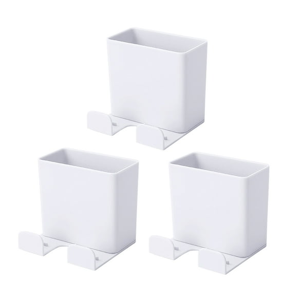 3pcs Wall Mounted Holder Mobile Phone Charging Rack Storage Box Container (White)