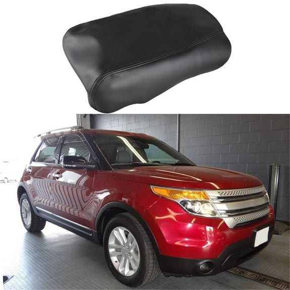 LABLT Leather Center Console Armrest Cover Skin Black Replacement for 2011-2019 Ford Explorer