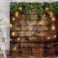 thumbnail image 4 of Rustic Barn Door Shower Curtain, Farmhouse Garden Scenery Green Leaves Bath Curtains, Antique Brown Wall Lights Bathroom Home Decor Waterproof Polyester 72WX72H Inch 12 Hooks, 4 of 6