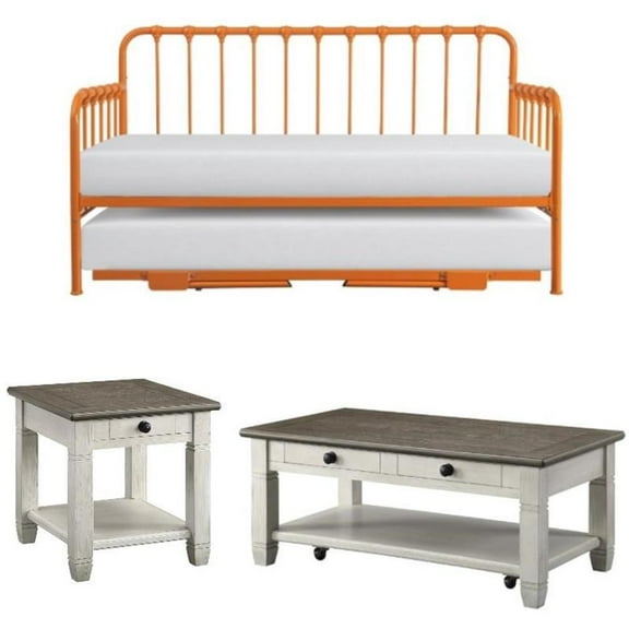 Home Square 3-Piece Set with Daybed with Trundle & Coffee Table & End Table