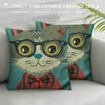 thumbnail image 3 of Nawypu  Cute Cat Colorful Pattern Square Cushion Cover Kitten Red Throw Pillowcase - Pet Portrait Themed Blue Decorative Accent Pillow Cover, 3 of 5