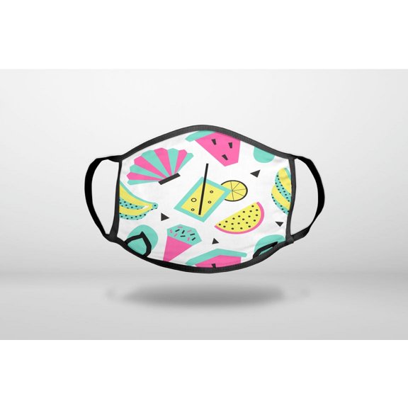 Summer Graphics - Flip Flops Watermelown Lemonade - 3-Ply Reusable Soft Cloth Face Covering, Unisex, Cotton Inner Layer